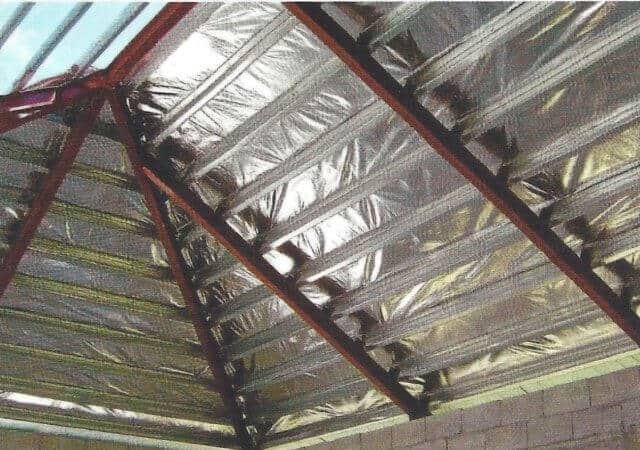 Installed roof thermal insulation foil